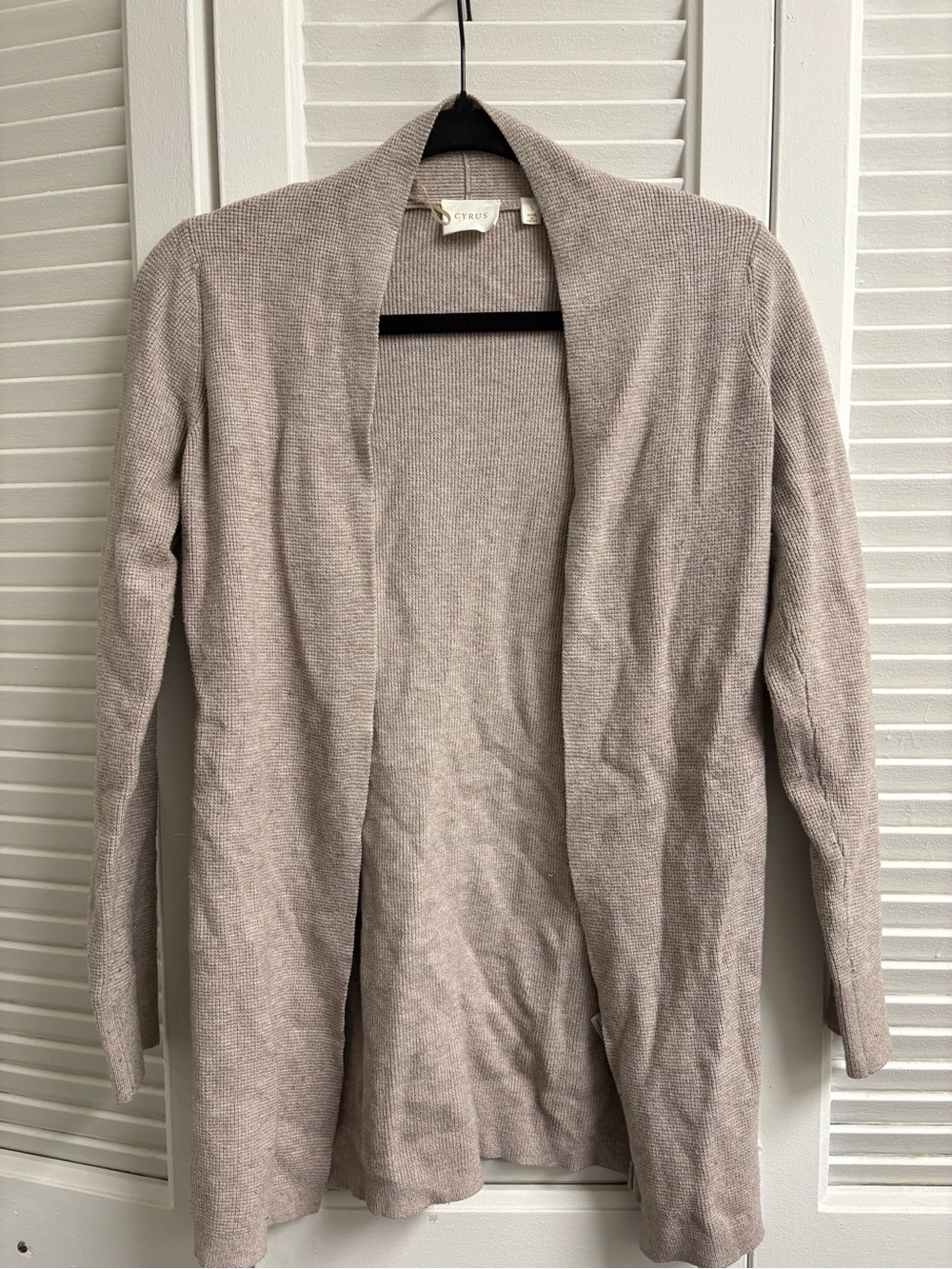 Cyrus Light Taupe Open-Front Women's Cardigan